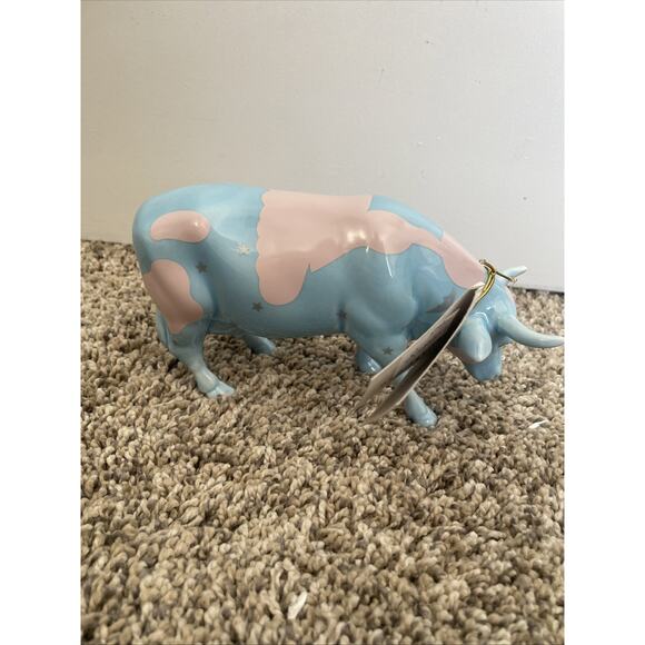 Cow Parade Lullaby Cow Moon & Stars Figurine #9182 2001 Westland Blue Clouds - Picture 3 of 10